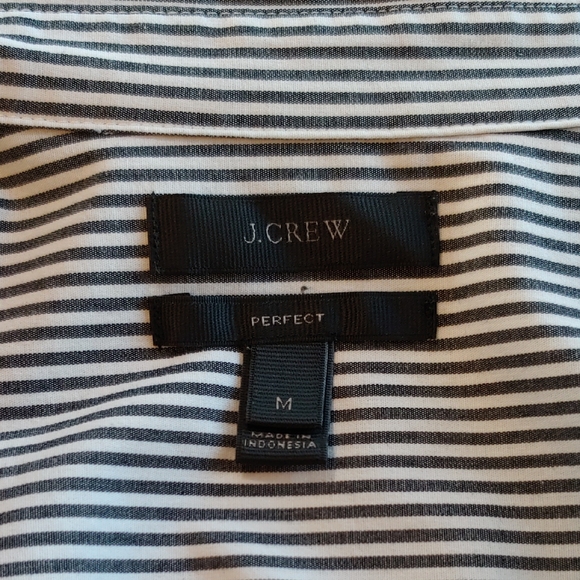 J.Crew Perfect Black and White Striped Button Shirt Women's Medium - Picture 7 of 17